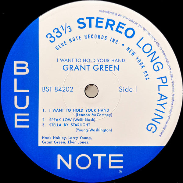 Image of Label Cover of LP - VG+/VG+ - GRANT GREEN, I Want To Hold Your Hand (Blue Note; B0034800-01, Worldwide 2023, Gatefold), , - 3126230E