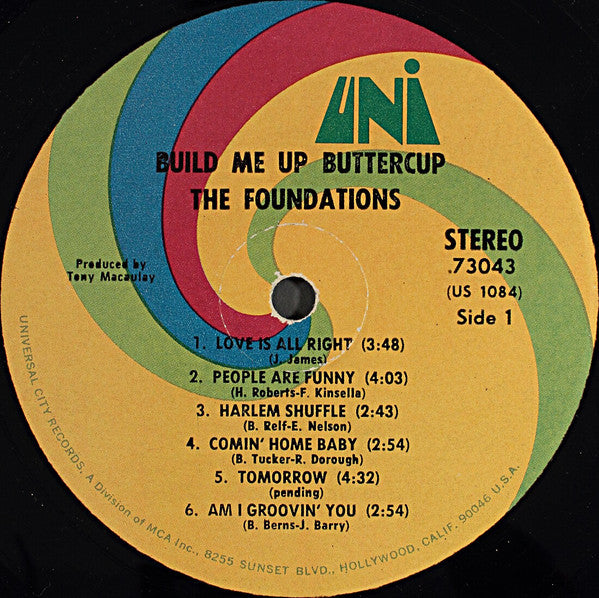 Image of Label Cover of LP - VG/VG+ - THE FOUNDATIONS, Build Me Up Buttercup (UNI Records; 73043, US 1968, Pasteback Sleeve, Stereo), Ringwear on sleeve, not too bad. Sample Copy sticker on back sleeve., - 3146254S