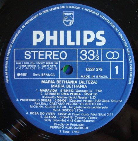 Image of Label Cover of LP - VG/VG+ - MARIA BETH NIA, Alteza (Philips; 6328 379, Brazil 1981, Insert), , - 3226071E