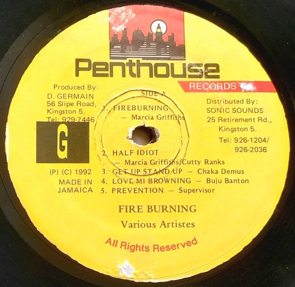 Image of Label Cover of LP - VG+/VG+ - VARIOUS ARTISTS, Fire Burning (Penthouse Records; , Jamaica 1992), , - 3216139C