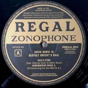 Image of Label Cover of 10" EP - VG+/VG+ - DAVID BOWIE, David Bowie In Bertolt Brecht's Baal (Regal Zonophone; DBBAAL 2018, Europe 2018 Reissue, Inside Loading Gatefold Sleeve), , - 3246117S