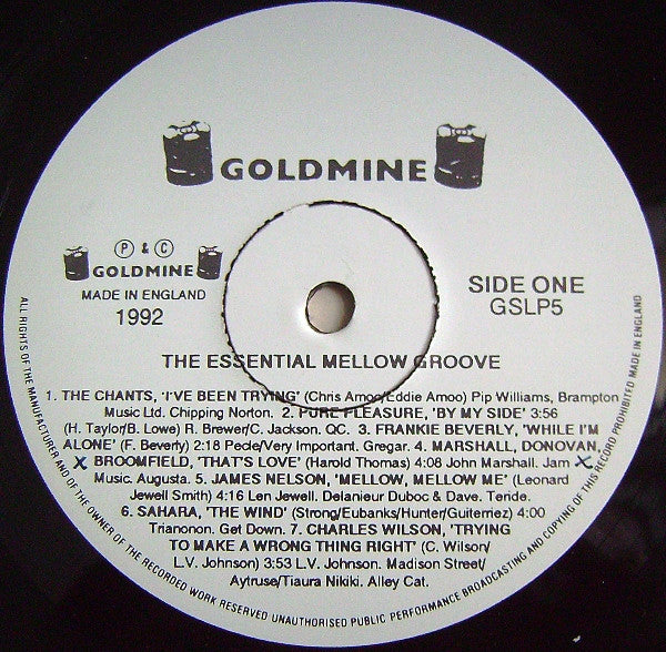 Image of Label Cover of LP - G+/G - VARIOUS, The Essential Mellow Groove (Goldmine Soul Supply; GSLP5, UK 1992), Light marks only, water marks on label, plays G+/VG., - 3246104S