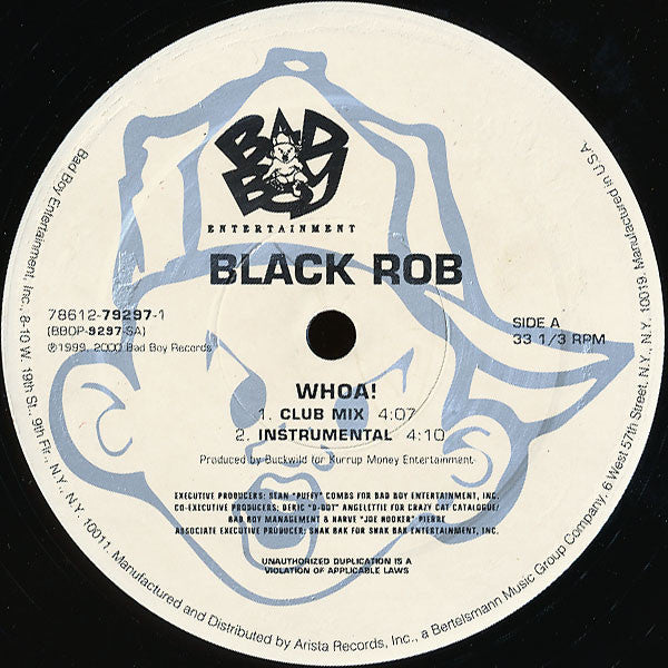 Image of Label Cover of 12" - VG/VG+ - BLACK ROB, Whoa! (Bad Boy Entertainment; 78612-79297-1, US 2000, Picture Sleeve), , - 3216318C