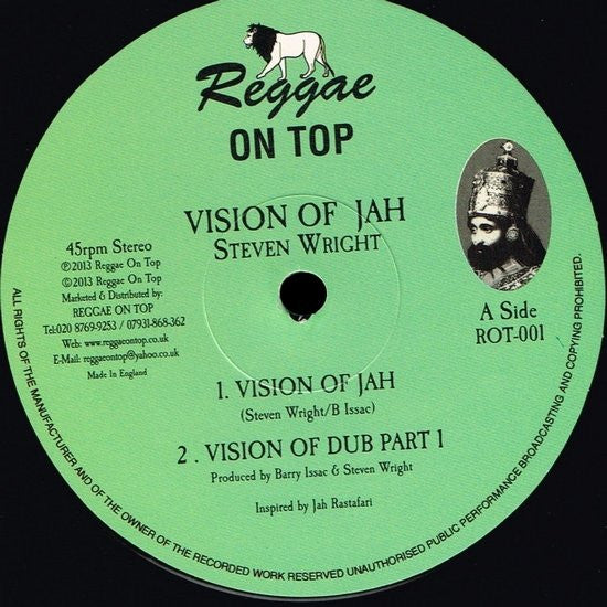 Image of Label Cover of 12" - VG+/VG+ - STEVEN WRIGHT, Vision Of Jah / Dub 1+2+3+4 (Reggae On Top; ROT001, UK 2013 Reissue, Picture Sleeve), , - 3216350C
