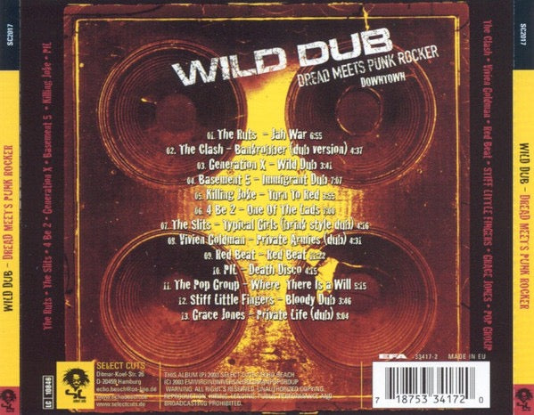 Image of Back Cover of CD - VG+/G+ - VARIOUS, Wild Dub - Dread Meets Punk Rocker Downtown (Select Cuts; SELECT CUTS 2017, Germany 2003, Jewel Case), Scratches (CD), - 3216387C
