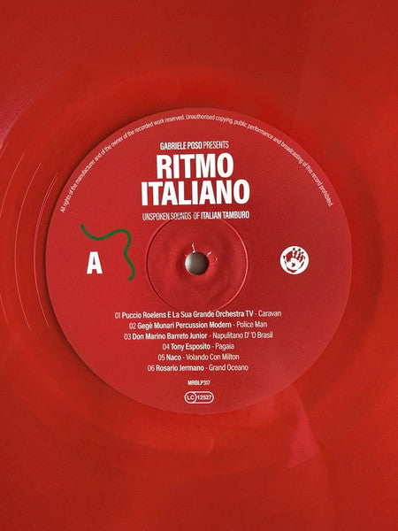 Image of Label Cover of LP - EX/EX - GABRIELE POSO, VARIOUS, Ritmo Italiano (Unspoken Sounds Of Italian Tamburo) (Mr Bongo; MRBLP317R, UK 2025, Red Vinyl), , - 3246284S