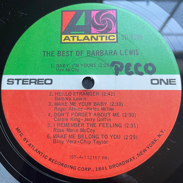 Image of Label Cover of 12" - VG/VG - BARBARA LEWIS, The Best Of Barbara Lewis (Atlantic; SD 8286, US 1971), Light marks only. WOL. Writing on back of sleeve., - 3226368E