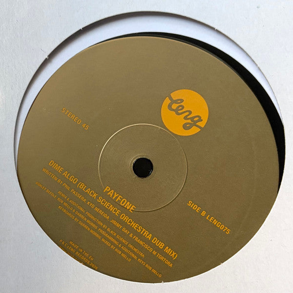 Image of Back Cover of LP - /VG+ - PAYFONE, Dime Algo w/ Black Science Orchestra Remix (Leng; LENG075, UK 2026), , - 3226376E