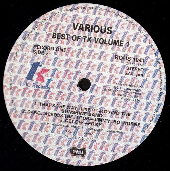 Image of Label Cover of 2xLP - VG/VG - VARIOUS, The Best Of T.K. Volume 1 (EMI; ROUS 1041, UK 1991), , - 3316107C