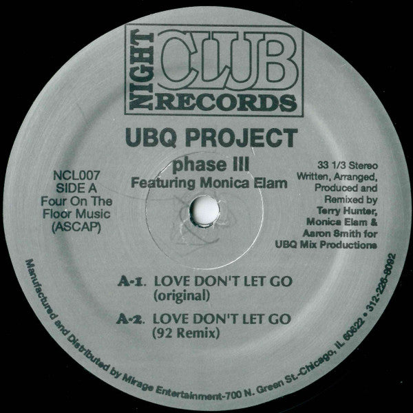 Image of Front Cover of 12" - /VG - UBQ PROJECT, Phase III (Night Club Records; NCL007, US 1992), Hariline marks only, plays VG+, - 3346358S