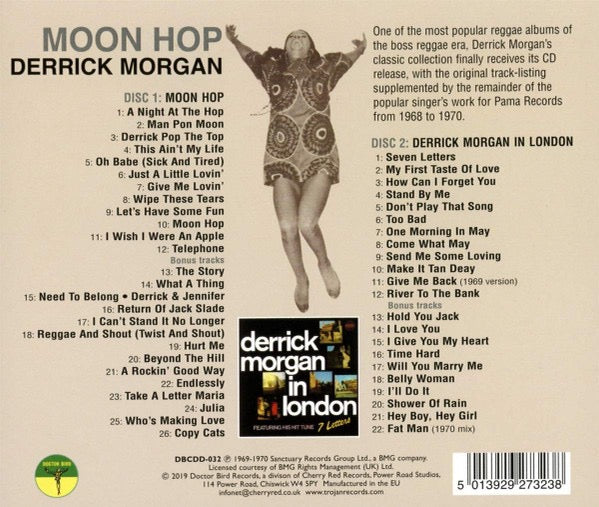 Image of Back Cover of 2xCD - VG+/VG+ - DERRICK MORGAN, Moon Hop (Doctor Bird; DBCDD-032, UK 2019, Jewel Case), , - 3456004S