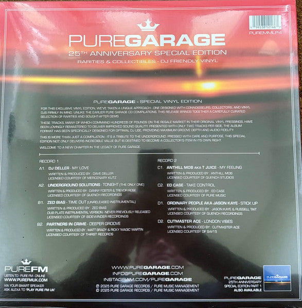 Image of Back Cover of 2xLP - VG+/G+ - VARIOUS, Pure Garage (25th Anniversary Special Edition) (Part 2) (Pure Garage; PUREMM LP4, UK 2025, Picture Sleeve), Strong G+, light marks only. Still in shrinkwrap, but not sealed., - 3426153E