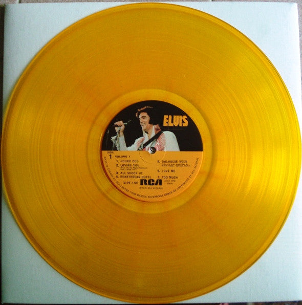 Image of Label Cover of LP - VG/VG+ - ELVIS PRESLEY, Elvis' Golden Records (RCA; XLPE-1707, Canada 1978 Reissue, No "Elvis" Company Inner, Transparent Gold Vinyl Collectors Edition. HKD Runout Side One), , - 3416395C