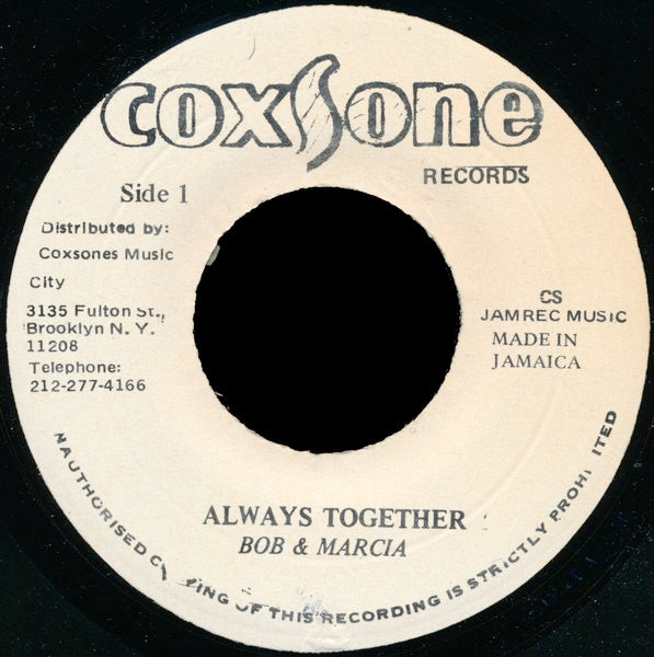 Image of Front Cover of 7" - /VG - BOB & MARCIA / THE HEPTONES, Always Together / Young Generation (Coxsone Records; , US 1980s Reissue), , - 3416444C