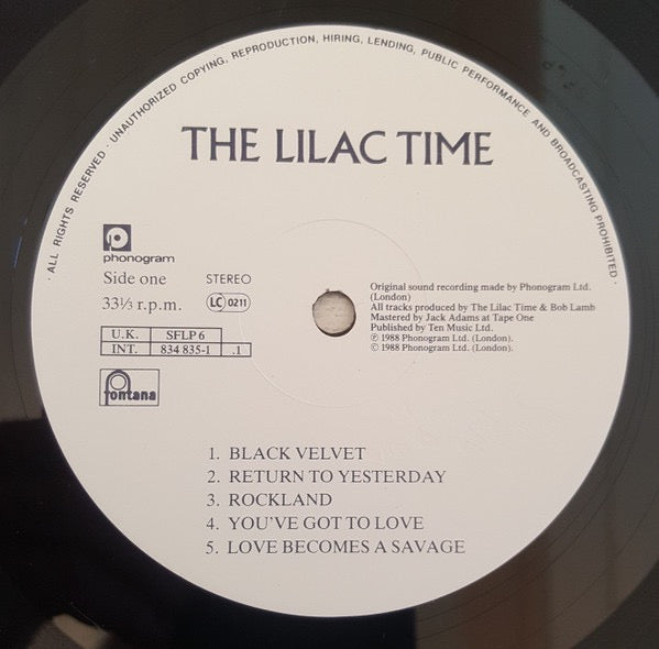 Image of Label Cover of LP - VG/G+ - THE LILAC TIME, The Lilac Time (Fontana; SFLP 6, UK 1988 Reissue), Light marks and hairlines , - 3416353C