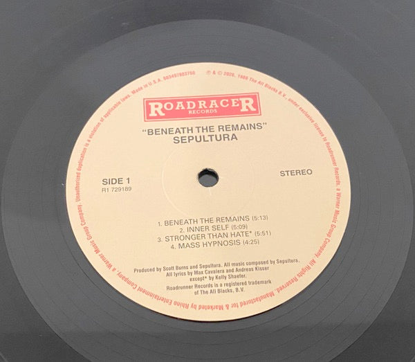 Image of Label Cover of LP - NEW/NEW - SEPULTURA, Beneath the Remains (Rhino Atlantic; 603497803750, UK 2026 Reissue, Inner), , - 3516036C