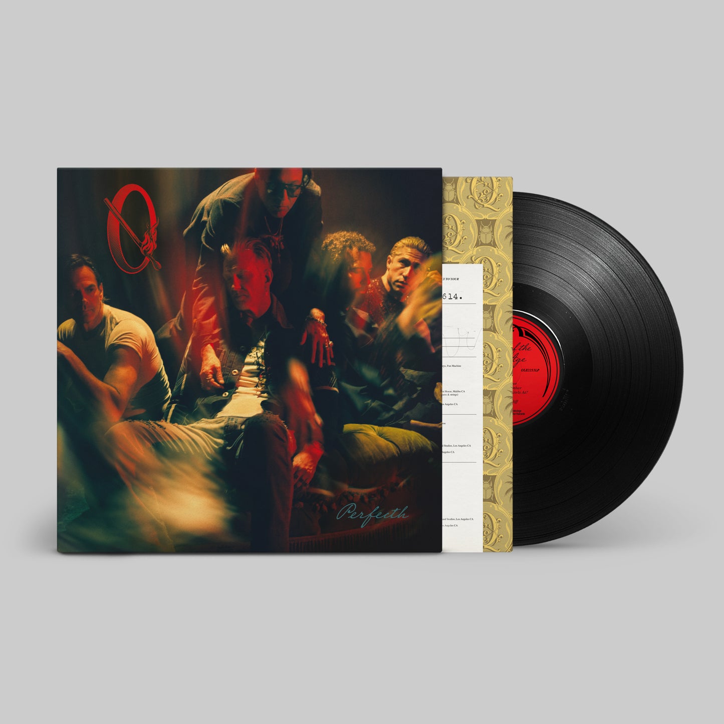 Image of Back Cover of LP - NEW/NEW - QUEENS OF THE STONE AGE, Perfecth (Matador; OLE2253LP, UK 2026, Inner, Black Vinyl), , Queens Of The Stone Age return with their ninth album, Perfecth. Made by Josh Homme, Troy Van Leeuwen, Michael Shuman, Dean Fertita and Jon Theodore, its nine songs explore different forms of love, from family and friendship to lust, foolishness and hard-won wisdom. Recorded in sessions spanning New Orleans to Los Angeles, the album moves through moody, menacing, gentle and strange te