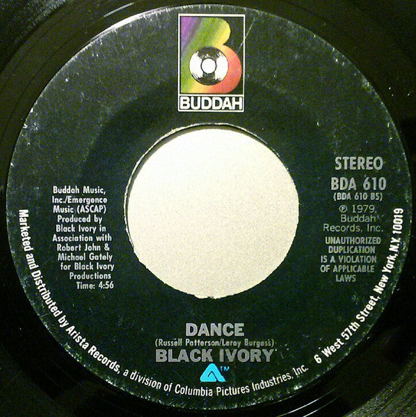 Image of Back Cover of 7" - /VG - BLACK IVORY, Mainline / Dance (Buddah Records; BDA 610, US 1979), , - 3556047S