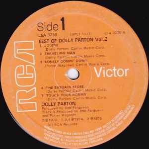 Image of Label Cover of LP - VG/G+ - DOLLY PARTON, Best Of Dolly Parton Vol.2 (RCA Victor Orange Labels; LSA 3236, UK 1975), Light marks only, - 4116182C