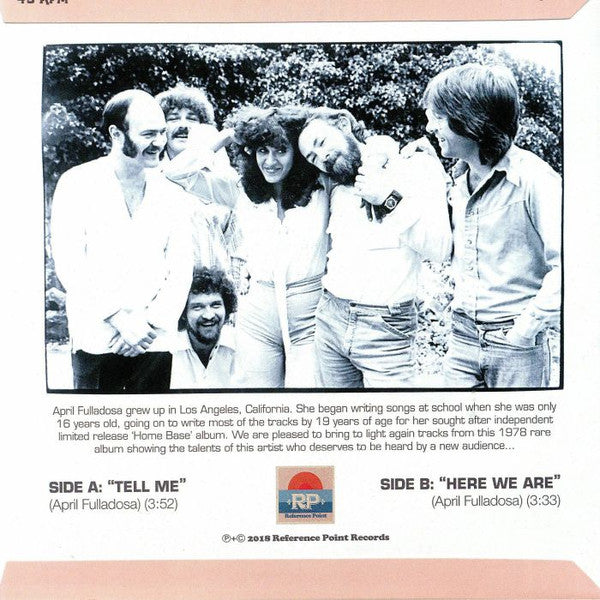 Image of Back Cover of 7" - EX/EX - APRIL FULLADOSA, Tell Me / Here We Are (Reference Point; RP001, US 2018, Picture sleeve), , - 3526131E