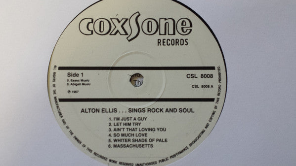 Image of Label Cover of LP - VG/VG+ - ALTON ELLIS, Sings Rock And Soul (Coxsone Records; CSL 8008, UK 2017 Reissue), WOL. WOC., - 3526227E