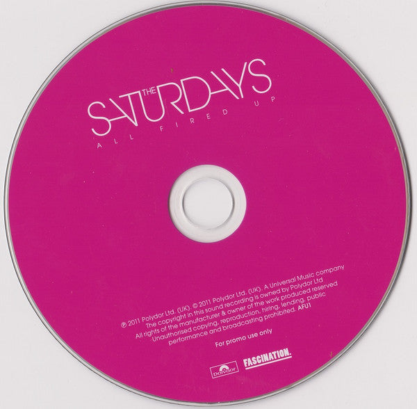 Image of Label Cover of CDs - VG+/VG+ - THE SATURDAYS, All Fired Up (Polydor; AFU1, UK 2011, Promo, CD Single Case), Plugger's sticker on rear of case., - 3516418C