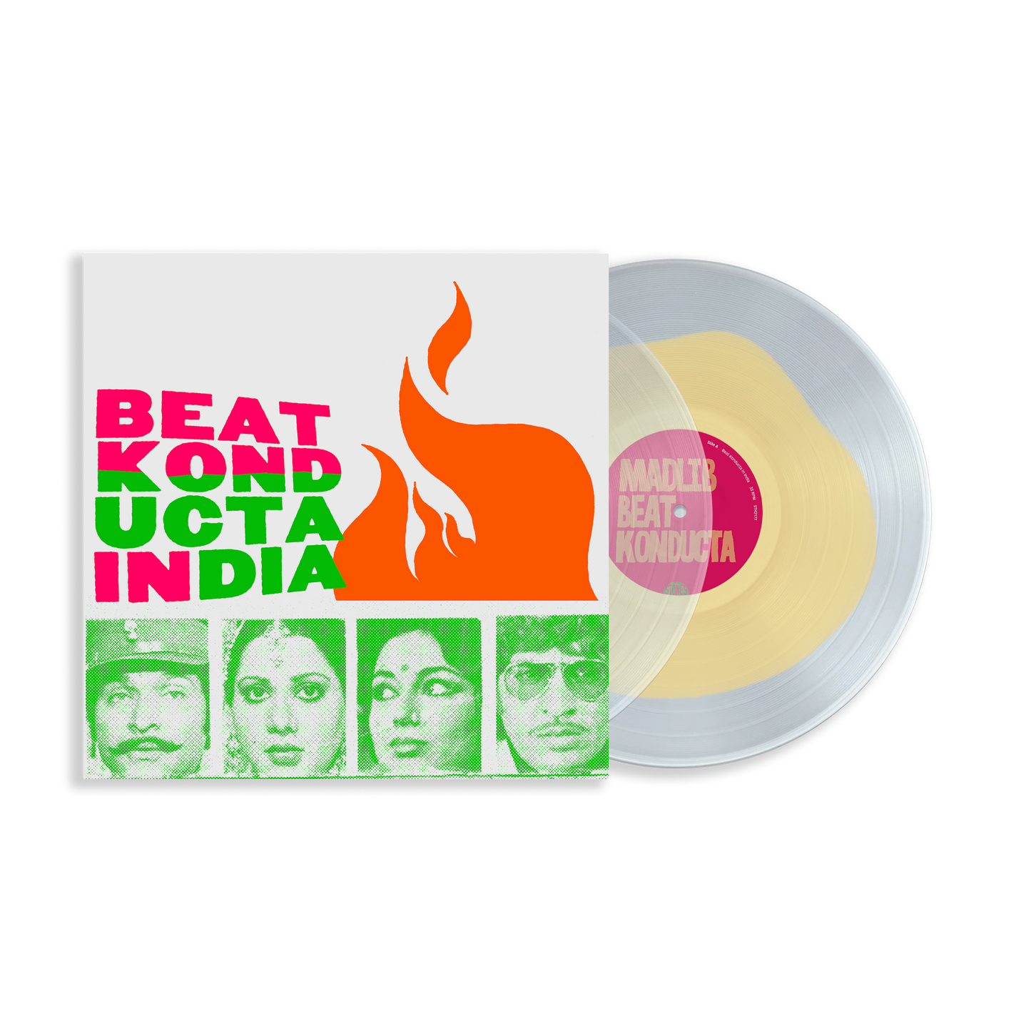 Image of Back Cover of 2xLP - NEW/NEW - MADLIB, Beat Konducta Vol. 3-4: In India (Stones Throw Records; STH2177-4LP, UK 2026 Reissue, Indie Exclusive Saffron Yellow Blend Vinyl), , Beat Konducta Vol. 3-4: In India collects Madlib's instrumentals inspired by Bollywood soundtracks and Indian productions from the 1960s to the 1980s. Originally issued as separate LPs in 2007, both volumes return together as a gatefold 2LP on semi-transparent silver and saffron yellow vinyl. - 9412059C