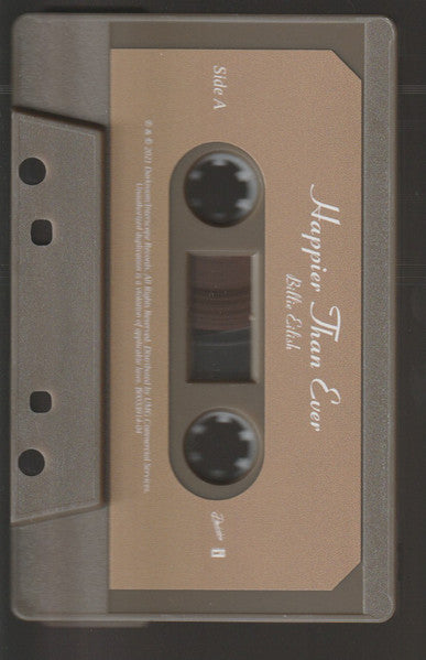 Image of Label Cover of Cassette - NEW/NEW - BILLIE EILISH, Happier Than Ever (Interscope Records; B0033922-04, UK 2021, J-Card, Indie Exclusive Brown Shell), , - 3516546C