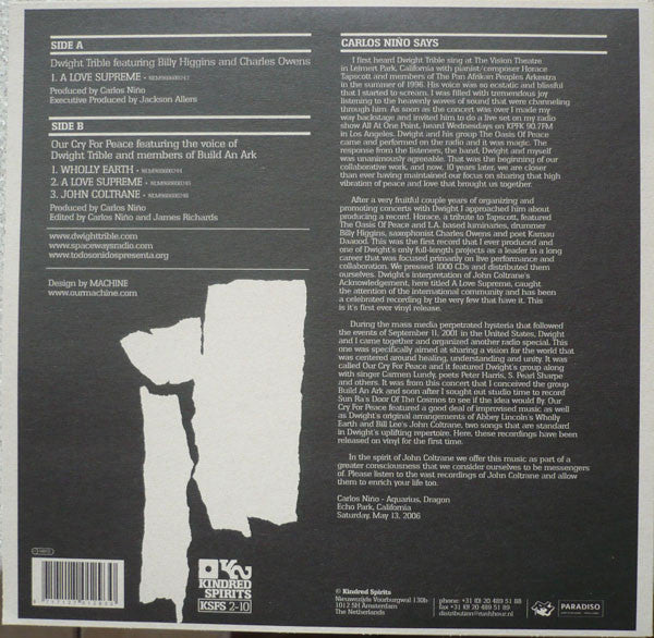 Image of Back Cover of 10" - /VG - DWIGHT TRIBLE / DWIGHT TRIBLE & BUILD AN ARK, Free Spirits Presents Acknowledgement: For J.C (Kindred Spirits; KSFS 2-10, Netherlands 2006), Light marks only, - 3526280E