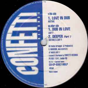 Image of Front Cover of 12" - /G+ - ABSTRAC & LADY P., Love In Dub / Dub In Love / Deeper Part 1 (Confetti Records; CO-EP-0397/ABLP, UK 1997), Strong G+, - 3646033S