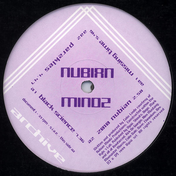 Image of Label Cover of 12" - VG/VG - NUBIAN MINDZ, Black Science EP (Archive; DOCUMENT 1, Italy 1999), , - 3646034S