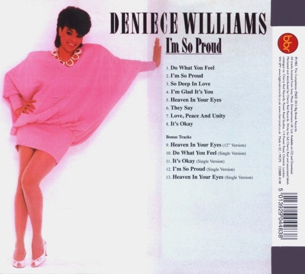 Image of Back Cover of CD - VG+/VG+ - DENIECE WILLIAMS, I'm So Proud (Big Break Records; CDBBR 0148, UK 2012 Reissue, Super Jewel case), , - 3616006C