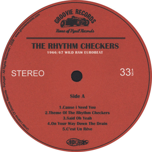 Image of Label Cover of LP - VG+/VG+ - THE RHYTHM CHECKERS, 1966 / 67 Wild Raw Eurobeat (Groovie Records; GROO/METEO 0010 LP, Portugal 2008, Insert), , - 3626039E