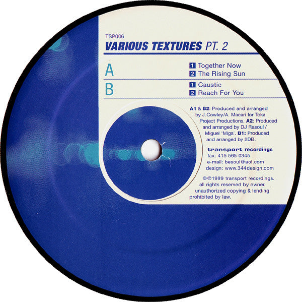 Image of Front Cover of 12" - /VG - VARIOUS, Various Textures Pt. 2 (Transport Recordings; TSP 006, US 1999), Strong VG, - 3646097S