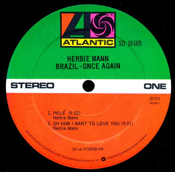 Image of Label Cover of LP - G+/VG - HERBIE MANN, Brazil - Once Again (Atlantic; SD 19169, US 1978, Company Inner), Slightly tatty top corner., - 3616198C