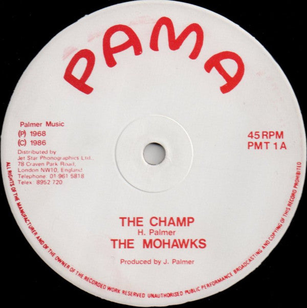 Image of Label Cover of 12" - VG+/VG - THE MOHAWKS, The Champ / Landscape (Pama Records; PM(T)1, UK 1986, Picture Sleeve), , - 3316288C