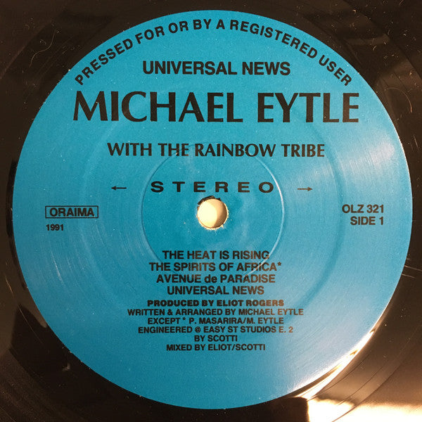 Image of Label Cover of LP - VG+/VG+ - MICHAEL EYTLE WITH THE RAINBOW TRIBE, Universal News (Oraima; OLZ 321, UK 1991), , - 3626050E