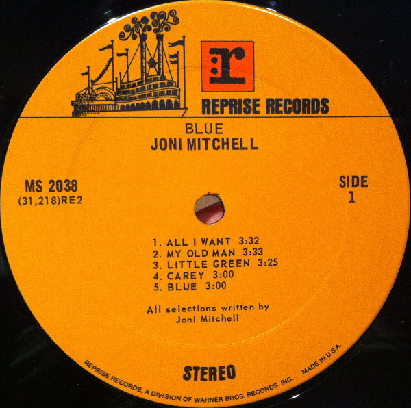 Image of Label Cover of LP - G+/VG+ - JONI MITCHELL, Blue (Reprise; MS2038, US 1971, Pasteback Gatefold Sleeve, Inner, BG Run Out), Top and Bottom Seams Split, Ring Wear, - 3626280E