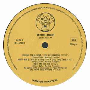 Image of Label Cover of LP - VG/VG - ELTON JOHN BAND FEATURING JOHN LENNON AND THE MUSCLE SHOALS HORNS, Elton John Band Featuring John Lennon And The Muscle Shoals Horns (DJM Records; IM-47004, Portugal 1983 Reissue), Strong VG - couple of hairlines, edge & ring wear, - 3646281S
