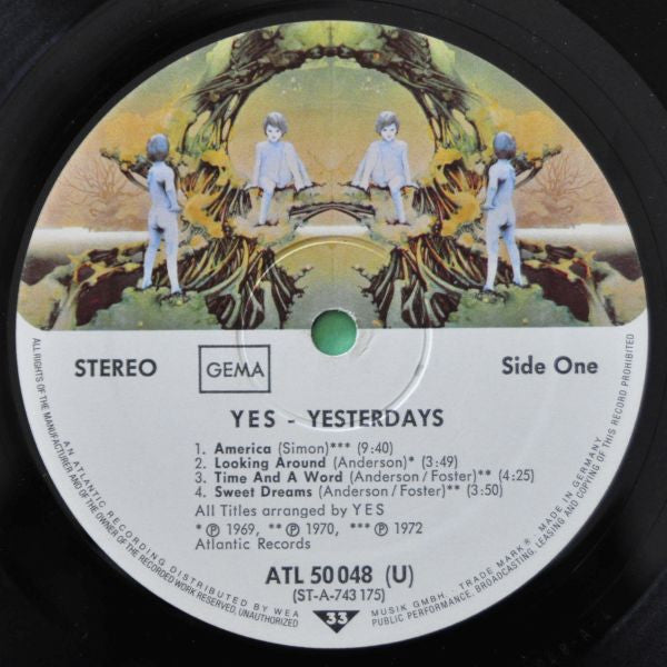 Image of Label Cover of LP - VG/VG - YES, Yesterdays (Atlantic; ATL 50 048 , Germany 1975 Reissue, Inner), , - 3616285C