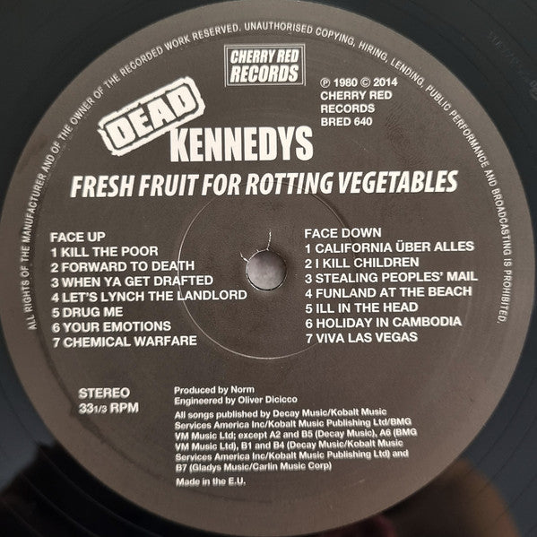 Image of Label Cover of LP - VG+/VG+ - DEAD KENNEDYS, Fresh Fruit For Rotting Vegetables (Cherry Red; BRED 640, UK 2025 Reissue, With Poster & 2 Prints, 180 Gram Vinyl), Still in shrinkwrap., - 3616267C