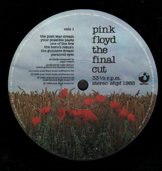 Image of Label Cover of LP - VG/VG+ - PINK FLOYD, The Final Cut (Harvest; shpf 1983, UK 1983, Title Stickered Gatefold Sleeve, Missing the Black Inner), , - 3626467E