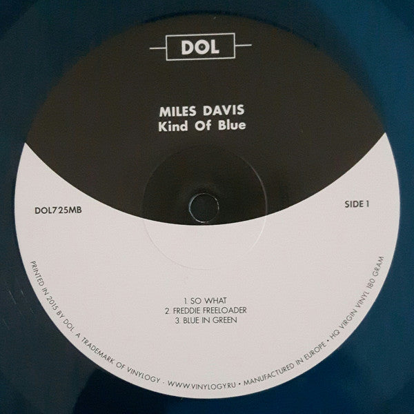 Image of Label Cover of LP - VG/VG+ - MILES DAVIS, Kind Of Blue (DOL; DOL725MB, Europe 2015 Reissue, Die Cut Sleeve, 180 Gram Blue Translucent Vinyl), feint ring wear, corner crease, - 3746008S