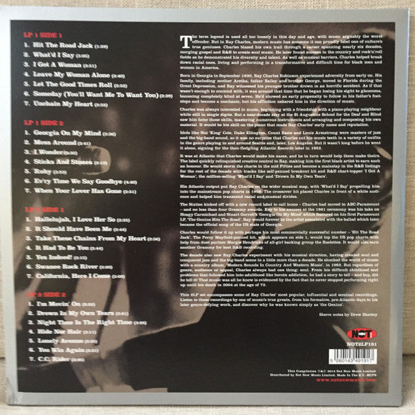 Image of Back Cover of 2xLP - VG+/VG+ - RAY CHARLES, The Ultimate Collection (Not Now Music; NOT2LP191, UK & Europe 2018, Gatefold), , - 3746202S
