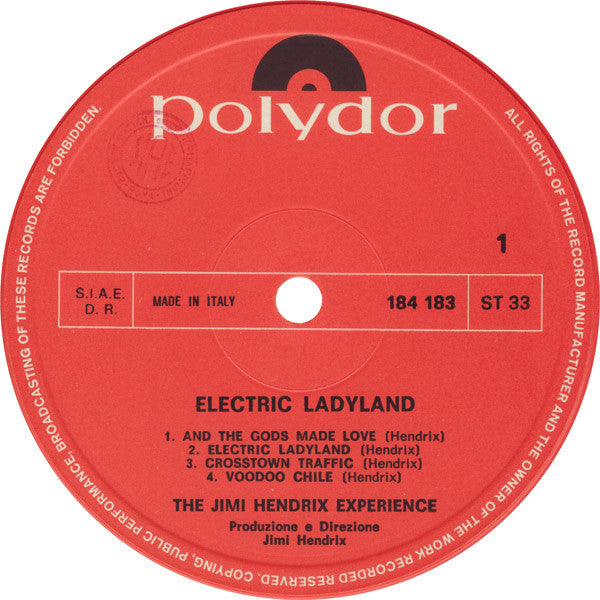 Image of Label Cover of 2xLP - G+/VG - THE JIMI HENDRIX EXPERIENCE, Electric Ladyland (Polydor; SLPHM/D 184183/84, Italy Reissue, Stereo), Stain On Front Sleeve, Tears On Inside Gatefold From Being Stuck Together., - 3746167S