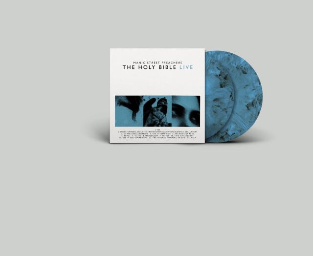 Image of Front Cover of 2xLP - NEW/NEW - MANIC STREET PREACHERS, The Holy Bible Live (Sony; 19958455451, UK 2026, Blue Marble Vinyl with Special Etching on D-side), , In 2014, to mark 20-years since the release of their landmark album The Holy Bible, Manic Street Preachers embarked on a sold-out tour playing the record in full. More than a decade later, The Holy Bible Live captures an unforgettable show at London’s Roundhouse, documenting a band revisiting a defining chapter of their history. - 9413587C