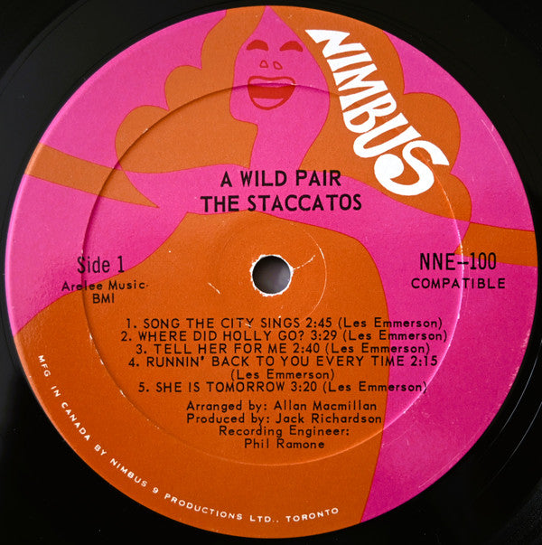 Image of Label Cover of LP - VG/VG - THE STACCATOS AND THE GUESS WHO?, A Wild Pair (Nimbus; NNE-100, Canada 1968), Strong VG Throughout, - 3726146E