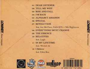 Image of Back Cover of CD - VG+/VG+ - LOWKEY, Dear Listener (SO Empire; SER004, UK 2008, Jewel Case), , - 3736063E