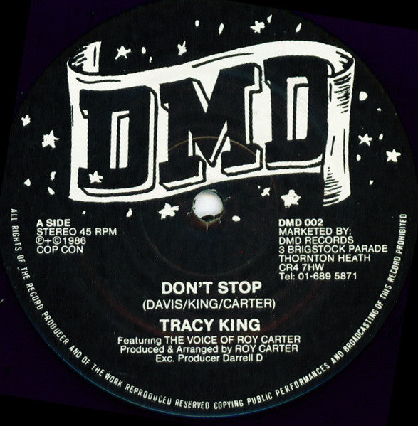 Image of Front Cover of 12" - /VG+ - TRACY KING, Don't Stop (DMD Records; DMD 002, UK 1986, Street Soul), , - 3746320S