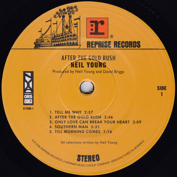 Image of Label Cover of LP - EX/VG+ - NEIL YOUNG, After The Gold Rush (Reprise Records; 517936-1, US 2009 Reissue, Gatefold, Insert), Still in shrinkwrap (no hype sticker), cosmetic mark side B., - 3716212C